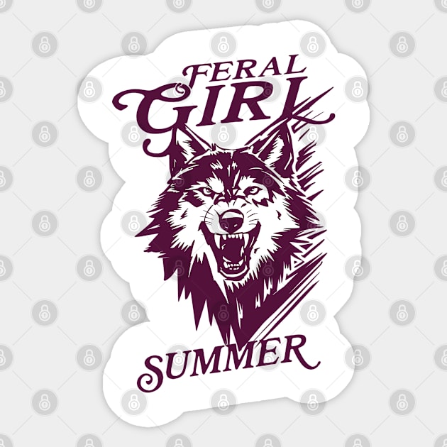 Feral Girl Summer Wolf Sticker by JessArty